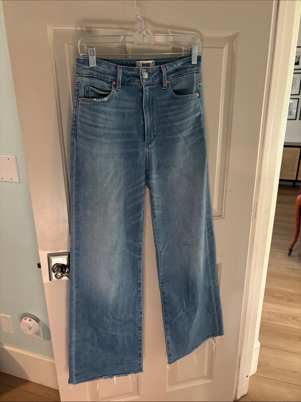 Paige Anessa high waist raw hem wide leg jeans - Picture 7 of 7